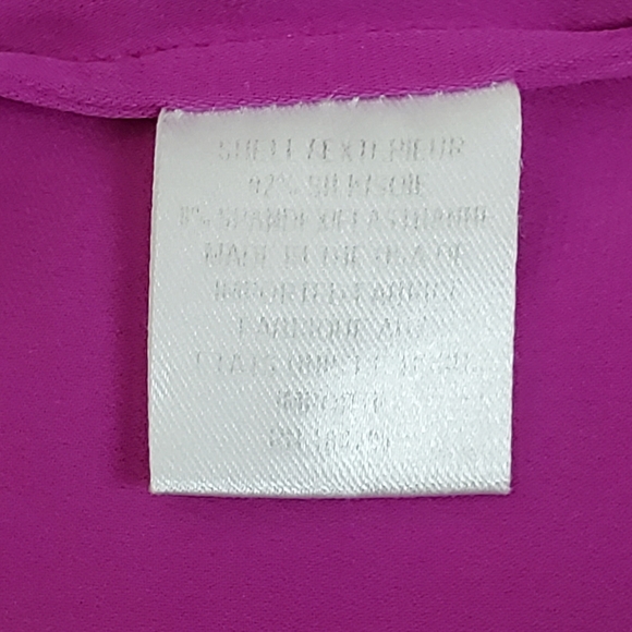 Milly size 10 silk blend  v neck short dolman sleeve top blouse magenta fuchsia - Picture 12 of 12